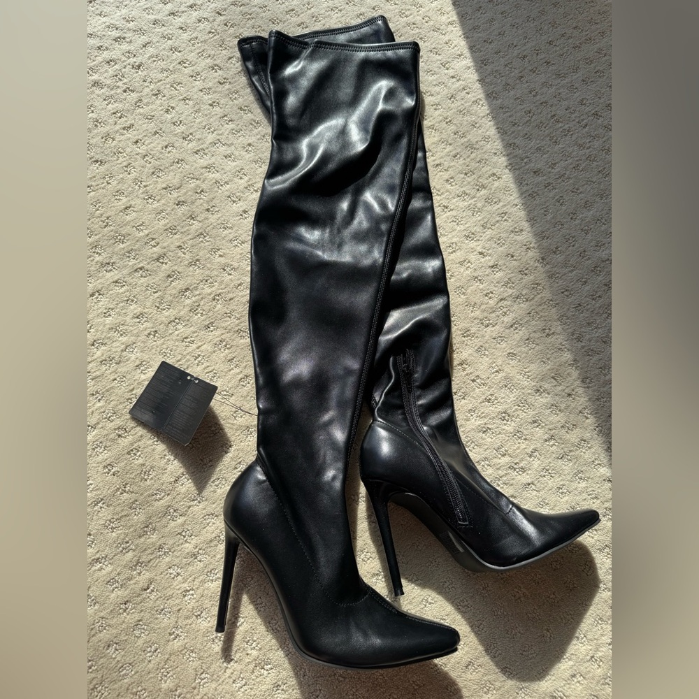 Black Over-the-Knee Stiletto Boots